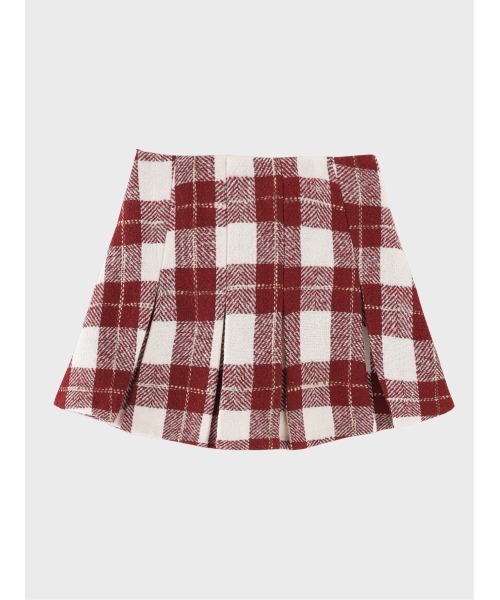 M me eme(エムミーエメ)の「Merlot check pleats mini skirt(eme11198)(スカート・レディース・レッド・FL/XS/FREE)」の2枚目の写真