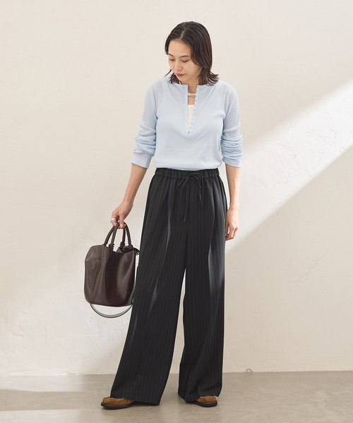 JOURNAL STANDARD(ジャーナルスタンダード)の「シアーテレコHOOKヘンリー(Tシャツ/カットソー・レディース・ブラック/ライトブルー/チャコールグレー・FREE)」の8枚目の写真