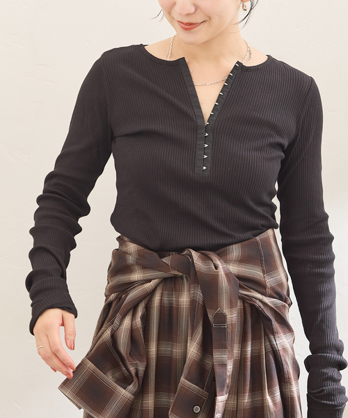 JOURNAL STANDARD(ジャーナルスタンダード)の「シアーテレコHOOKヘンリー(Tシャツ/カットソー・レディース・ブラック/ライトブルー/チャコールグレー・FREE)」の12枚目の写真