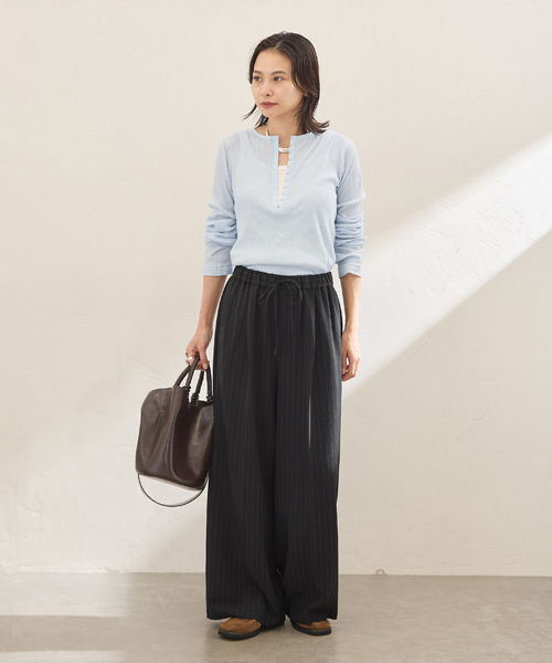 JOURNAL STANDARD(ジャーナルスタンダード)の「シアーテレコHOOKヘンリー(Tシャツ/カットソー・レディース・ブラック/ライトブルー/チャコールグレー・FREE)」の16枚目の写真