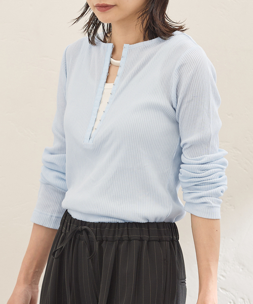 JOURNAL STANDARD(ジャーナルスタンダード)の「シアーテレコHOOKヘンリー(Tシャツ/カットソー・レディース・ブラック/ライトブルー/チャコールグレー・FREE)」の19枚目の写真