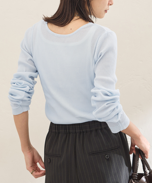 JOURNAL STANDARD(ジャーナルスタンダード)の「シアーテレコHOOKヘンリー(Tシャツ/カットソー・レディース・ブラック/ライトブルー/チャコールグレー・FREE)」の20枚目の写真