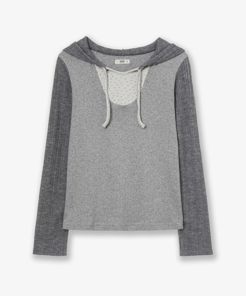 aeae(エーイーエーイー)の「FLOWER BLOCK HOODIE(パーカー・レディース・グレー/アイボリー・FREE)」の1枚目の写真