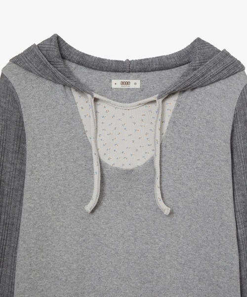aeae(エーイーエーイー)の「FLOWER BLOCK HOODIE(パーカー・レディース・グレー/アイボリー・FREE)」の8枚目の写真