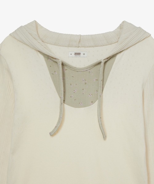 aeae(エーイーエーイー)の「FLOWER BLOCK HOODIE(パーカー・レディース・グレー/アイボリー・FREE)」の4枚目の写真