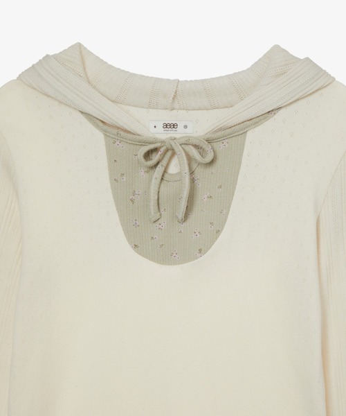 aeae(エーイーエーイー)の「FLOWER BLOCK HOODIE(パーカー・レディース・グレー/アイボリー・FREE)」の6枚目の写真