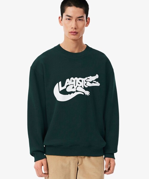 LACOSTE(ラコステ)の「ブランドネームワニロゴ クルーネックスウェット(スウェット・メンズ・ホワイト/ブラック/ダークグリーン・5/2/4/3)」の3枚目の写真