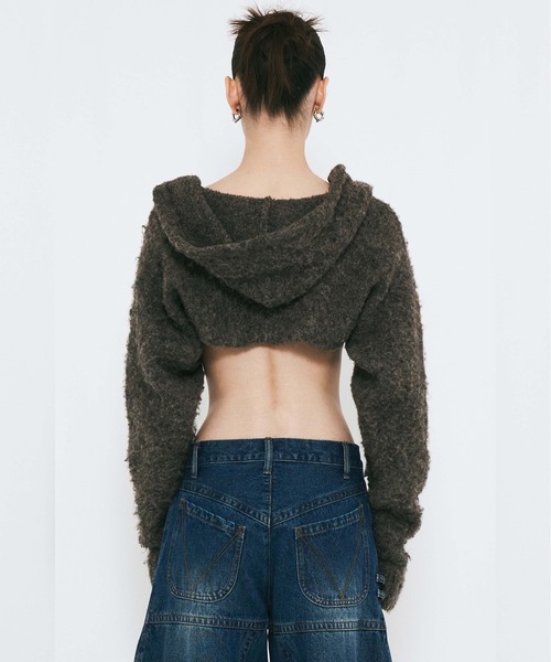 VIAVANDA（ヴィアヴァンダ）の「MUFFLER KNIT CARDIGAN（カーディガン/ボレロ・レディース・アイボリー/ブラウン/ダークグレー・FREE）」の5枚目の写真