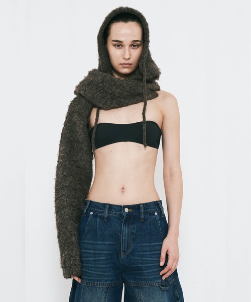 VIAVANDA（ヴィアヴァンダ）の「MUFFLER KNIT CARDIGAN（カーディガン/ボレロ・レディース・アイボリー/ブラウン/ダークグレー・FREE）」の7枚目の写真