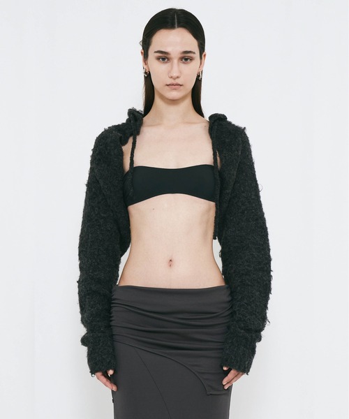 VIAVANDA（ヴィアヴァンダ）の「MUFFLER KNIT CARDIGAN（カーディガン/ボレロ・レディース・アイボリー/ブラウン/ダークグレー・FREE）」の16枚目の写真