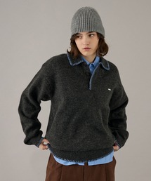 ONCILY（オンシェリー）の「BLANKET STITCH COLLAR KNIT POLO / ブランケットステッチカラーニットポロ（ニット/セーター）」