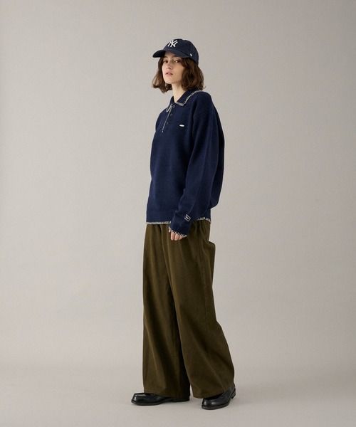 ONCILY(オンシェリー)の「BLANKET STITCH COLLAR KNIT POLO / ブランケットステッチカラーニットポロ(ニット/セーター・メンズ・ブラウン/ベージュ/マスタード/チャコールグレー/ネイビー・LARGE/MEDIUM/SMALL)」の20枚目の写真