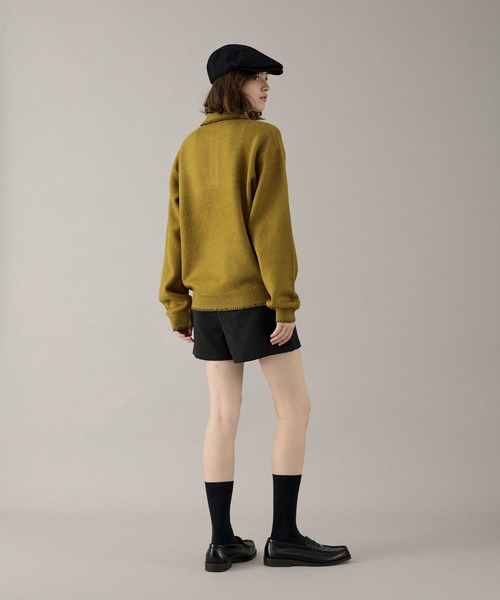 ONCILY(オンシェリー)の「BLANKET STITCH COLLAR KNIT POLO / ブランケットステッチカラーニットポロ(ニット/セーター・メンズ・ブラウン/ベージュ/マスタード/チャコールグレー/ネイビー・LARGE/MEDIUM/SMALL)」の11枚目の写真
