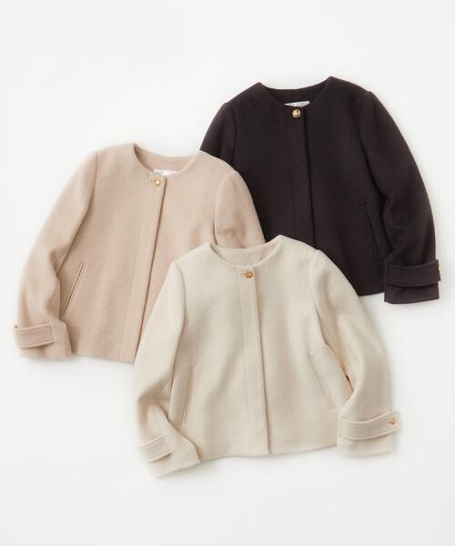 index(インデックス)の「カシミヤ混ノーカラーショートコート(ノーカラーコート・レディース・ベージュ系8/サックスブルー系7/ブラウン系その他/ナチュラル/グレー・38/40)」の7枚目の写真