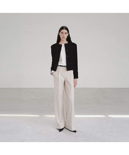 MOHAN(モハン)の「TIF WAIST YOKE WIDE PANTS_2COLORS(スラックス・レディース・チャコール/サンドベージュ・SMALL/MEDIUM/LARGE)」の1枚目の写真