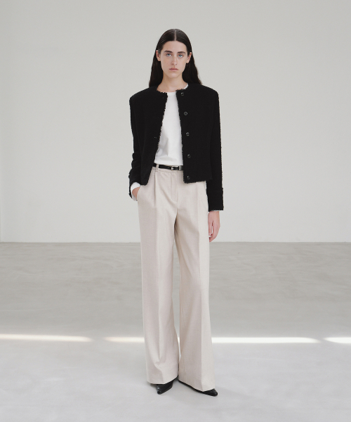 MOHAN(モハン)の「TIF WAIST YOKE WIDE PANTS_2COLORS(スラックス・レディース・チャコール/サンドベージュ・SMALL/MEDIUM/LARGE)」の3枚目の写真