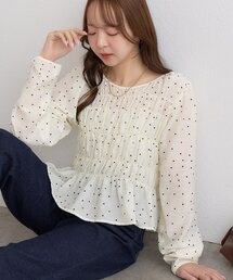 【WEB限定】ドットシャーリングブラウス