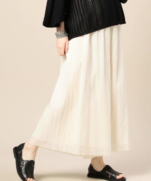 BEAUTY&YOUTH UNITED ARROWS(ビューティーアンドユースユナイテッドアローズ)の「BY コットンシフォンギャザーワイドパンツ 70◆(その他パンツ・レディース・オフホワイト/ブラック/ライム/モカ・FREE)」の2枚目の写真