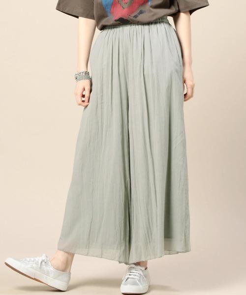 BEAUTY&YOUTH UNITED ARROWS(ビューティーアンドユースユナイテッドアローズ)の「BY コットンシフォンギャザーワイドパンツ 70◆(その他パンツ・レディース・オフホワイト/ブラック/ライム/モカ・FREE)」の4枚目の写真