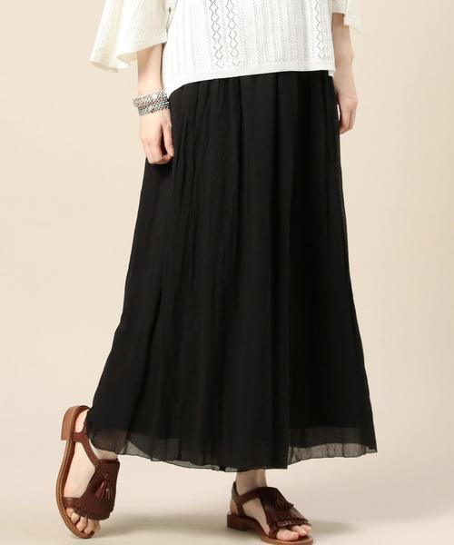 BEAUTY&YOUTH UNITED ARROWS(ビューティーアンドユースユナイテッドアローズ)の「BY コットンシフォンギャザーワイドパンツ 70◆(その他パンツ・レディース・オフホワイト/ブラック/ライム/モカ・FREE)」の1枚目の写真