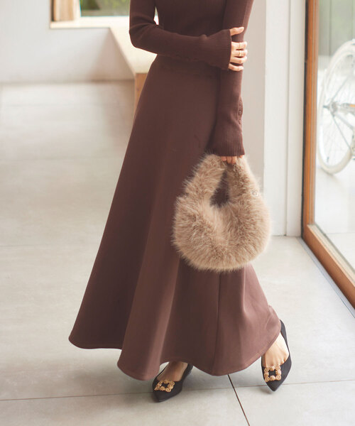 セール】[ぬく盛り] あったか裏起毛スウェットボリュームフレアマキシ