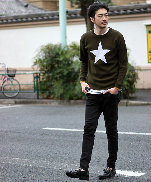 MIND BLOW（マインドブロウ）の「＜STAR柄＞リブニット（ニット/セーター・メンズ・ブラック/カーキ/杢グレー/ホワイト・L/M）」の7枚目の写真