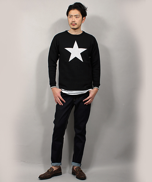 MIND BLOW（マインドブロウ）の「＜STAR柄＞リブニット（ニット/セーター・メンズ・ブラック/カーキ/杢グレー/ホワイト・L/M）」の8枚目の写真