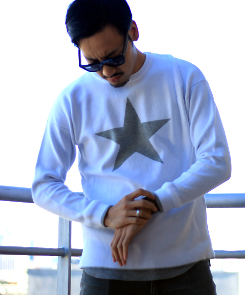 MIND BLOW（マインドブロウ）の「＜STAR柄＞リブニット（ニット/セーター・メンズ・ブラック/カーキ/杢グレー/ホワイト・L/M）」の16枚目の写真