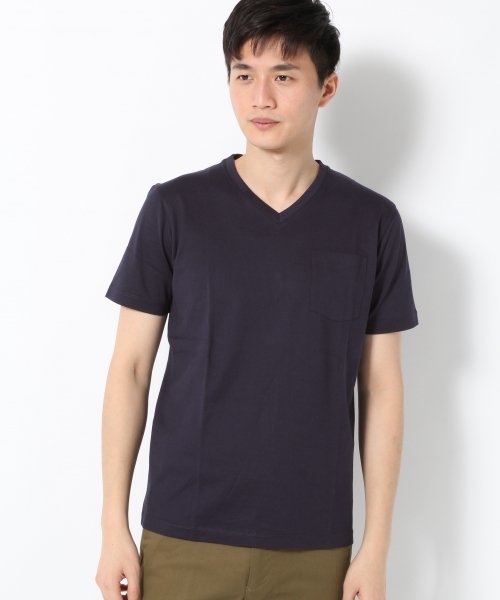 GLOBAL WORK（グローバルワーク）の「【高品質素材使用】スーピマＶネックＴＥＥ/734647 （Tシャツ/カットソー・メンズ・ネイビー/ブラウン/ホワイト/ライトブルー/グレー/イエロー・MEDIUM/LARGE/X-LARGE/SMALL）」の5枚目の写真