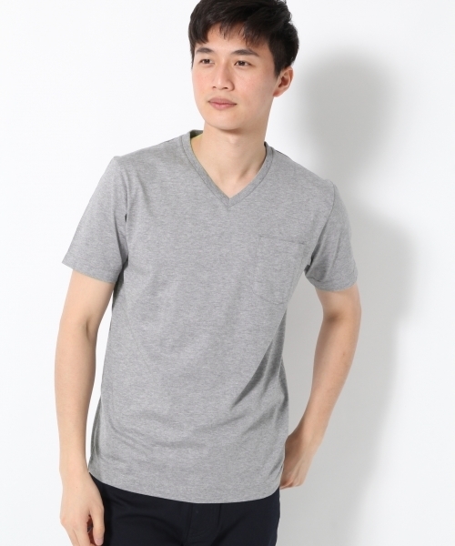 GLOBAL WORK（グローバルワーク）の「【高品質素材使用】スーピマＶネックＴＥＥ/734647 （Tシャツ/カットソー・メンズ・ネイビー/ブラウン/ホワイト/ライトブルー/グレー/イエロー・MEDIUM/LARGE/X-LARGE/SMALL）」の3枚目の写真