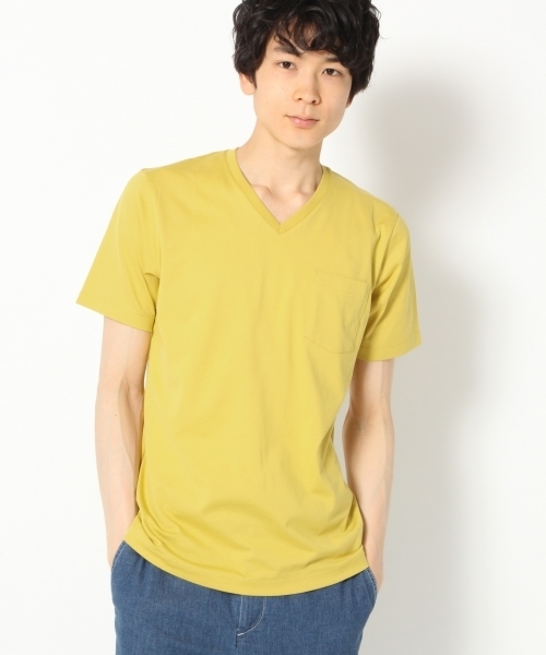 GLOBAL WORK（グローバルワーク）の「【高品質素材使用】スーピマＶネックＴＥＥ/734647 （Tシャツ/カットソー・メンズ・ネイビー/ブラウン/ホワイト/ライトブルー/グレー/イエロー・MEDIUM/LARGE/X-LARGE/SMALL）」の6枚目の写真