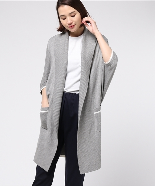 GUILD PRIME（ギルドプライム）の「【GUILD PRIME】WOMENS ドルマンロングカーディガン（カーディガン/ボレロ・レディース・グレー/ブラック/ホワイト・36/34）」の14枚目の写真