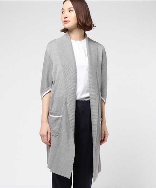 GUILD PRIME（ギルドプライム）の「【GUILD PRIME】WOMENS ドルマンロングカーディガン（カーディガン/ボレロ・レディース・グレー/ブラック/ホワイト・36/34）」の9枚目の写真