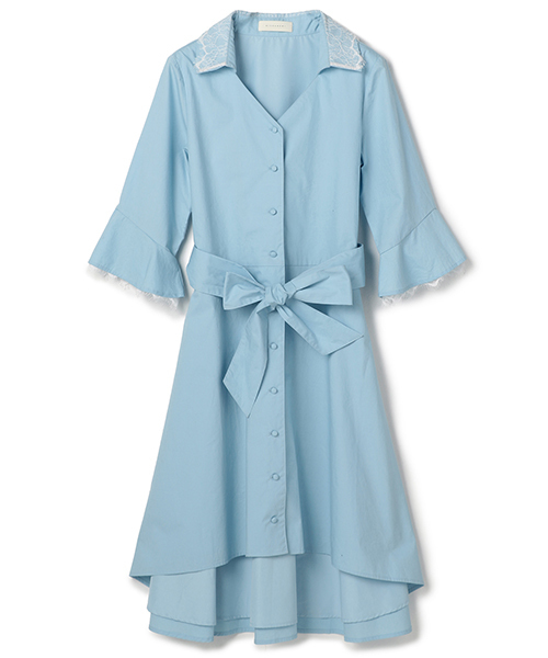 MICOAMERI（ミコアメリ）の「レースポイントシャツワンピ（シャツワンピース・レディース・ホワイト/ブルー/ブラック・FREE）」の4枚目の写真