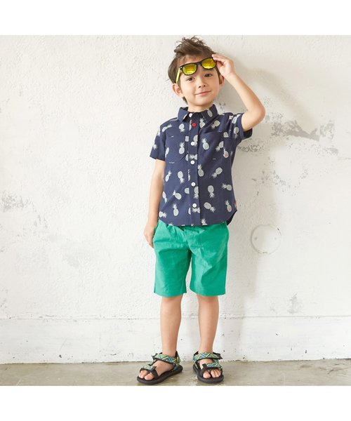 BREEZE（ブリーズ）の「カラーシャンブレーパンツ 5分丈（その他パンツ・キッズ・ブルー/レモンイエロー/グリーン・95/140/80/90/120/100/110/130）」の4枚目の写真