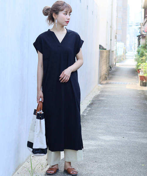 reca（レカ）の「半袖リブロングワンピース（ワンピース・レディース・ブラック/ベージュ/ネイビー/マスタード/ブラウン系その他/ブラウン系その他2/グレイッシュベージュ・FREE）」の19枚目の写真