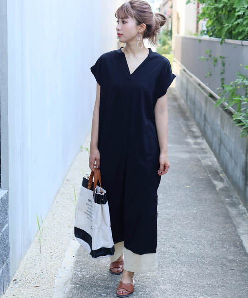 reca（レカ）の「半袖リブロングワンピース（ワンピース・レディース・ブラック/ベージュ/ネイビー/マスタード/ブラウン系その他/ブラウン系その他2/グレイッシュベージュ・FREE）」の22枚目の写真