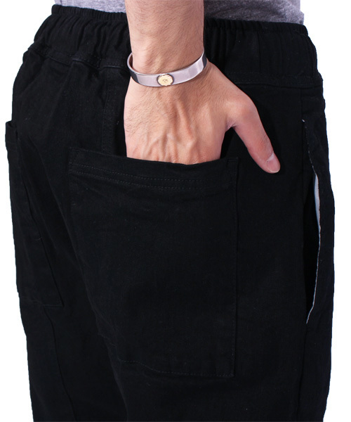 ８(eight)（エイト）の「デニム ガウチョパンツ ワイド サルエルパンツ（デニムパンツ・メンズ・ブラック/サックスブルー・LARGE/MEDIUM）」の8枚目の写真