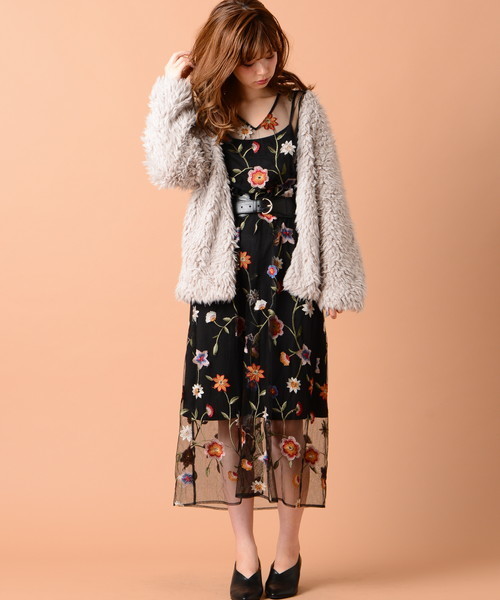 natural couture（ナチュラルクチュール）の「ボアカーディガン（その他アウター・レディース・アイボリー/グレイッシュベージュ/ピンク・FREE）」の2枚目の写真