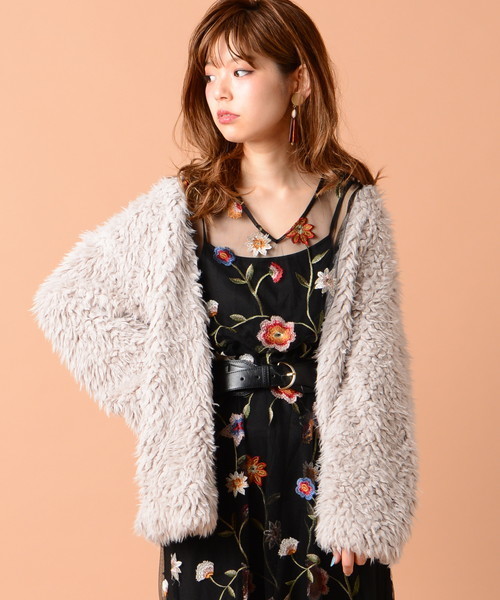 natural couture（ナチュラルクチュール）の「ボアカーディガン（その他アウター・レディース・アイボリー/グレイッシュベージュ/ピンク・FREE）」の7枚目の写真