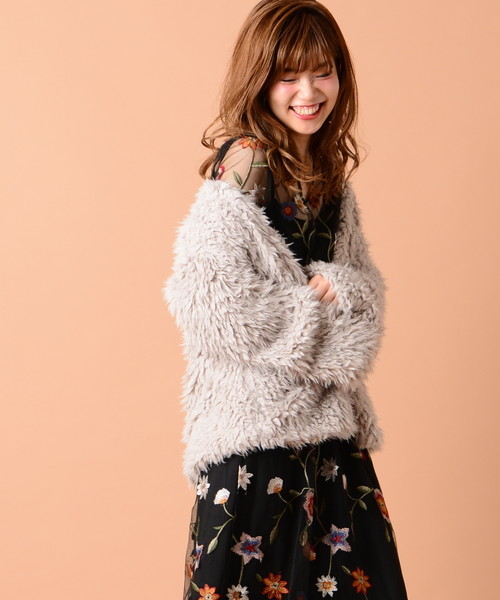 natural couture（ナチュラルクチュール）の「ボアカーディガン（その他アウター・レディース・アイボリー/グレイッシュベージュ/ピンク・FREE）」の9枚目の写真