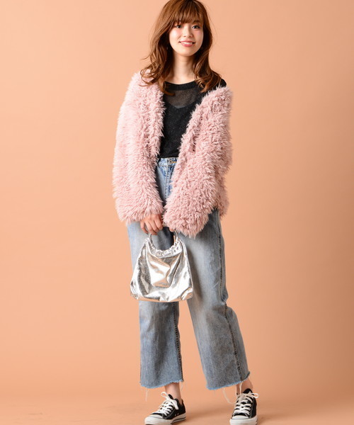 natural couture（ナチュラルクチュール）の「ボアカーディガン（その他アウター・レディース・アイボリー/グレイッシュベージュ/ピンク・FREE）」の10枚目の写真