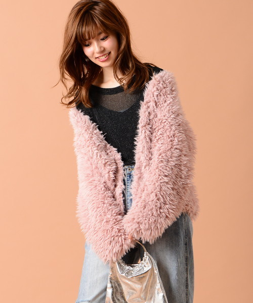 natural couture（ナチュラルクチュール）の「ボアカーディガン（その他アウター・レディース・アイボリー/グレイッシュベージュ/ピンク・FREE）」の11枚目の写真