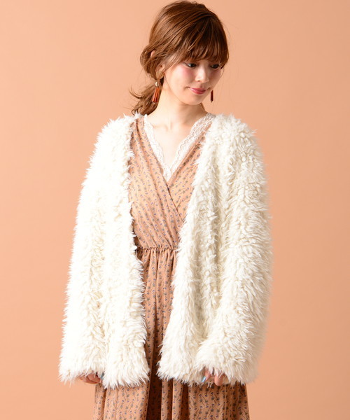 natural couture（ナチュラルクチュール）の「ボアカーディガン（その他アウター・レディース・アイボリー/グレイッシュベージュ/ピンク・FREE）」の13枚目の写真