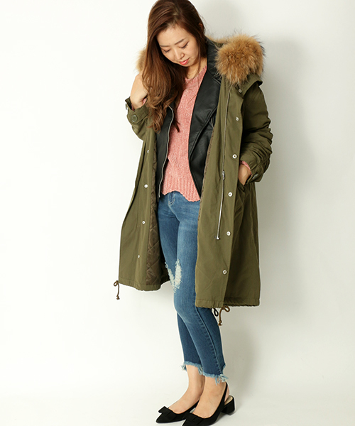 VENCEEXCHANGE(ヴァンスエクスチェンジ)の「ミリタリーモッズコート(モッズコート・レディース・ブラック/カーキ・MEDIUM)」の18枚目の写真