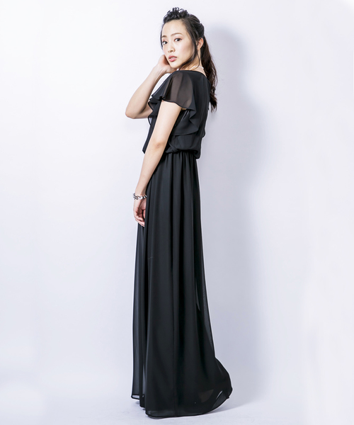Kana(カナ)の「マキシ丈ワイドパンツの オールインワン 結婚式 お呼ばれ パーティー ドレス(ドレス・レディース・ブラック/ネイビー/グリーン/ロイヤルブルー/ベージュ・2L/3L/L/M)」の9枚目の写真