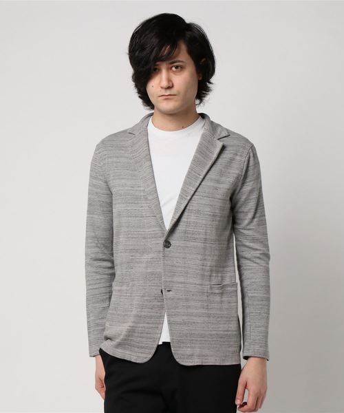 three dots(スリードッツ)の「STYLIST Safari vol.11掲載/ダブルフェイス テーラードジャケット(テーラードジャケット・メンズ・グレー/ブラック・LARGE/SMALL/MEDIUM)」の2枚目の写真
