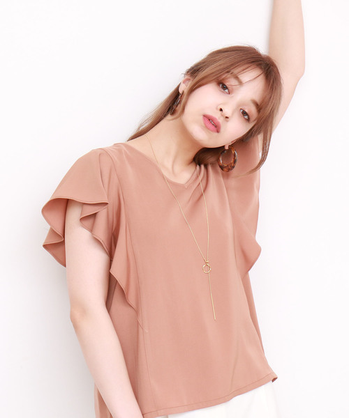 N.(N. Natural Beauty Basic)(エヌエヌナチュラルビューティーベーシック)の「◆フレアスリーブVネックブラウス(シャツ/ブラウス・レディース・ネイビー/ブラウン/グレー・MEDIUM)」の1枚目の写真