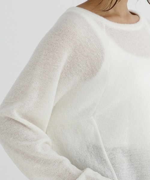 Munich（ミューニック）の「ファインメリノブークレーニットラウンドネックプルオーバー（ニット/セーター・レディース・ピンク/グリーン/アイボリー/ラベンダー/ホワイト×ブラック・FREE）」の9枚目の写真