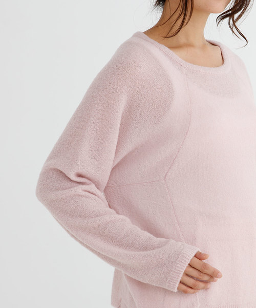 Munich（ミューニック）の「ファインメリノブークレーニットラウンドネックプルオーバー（ニット/セーター・レディース・ピンク/グリーン/アイボリー/ラベンダー/ホワイト×ブラック・FREE）」の16枚目の写真